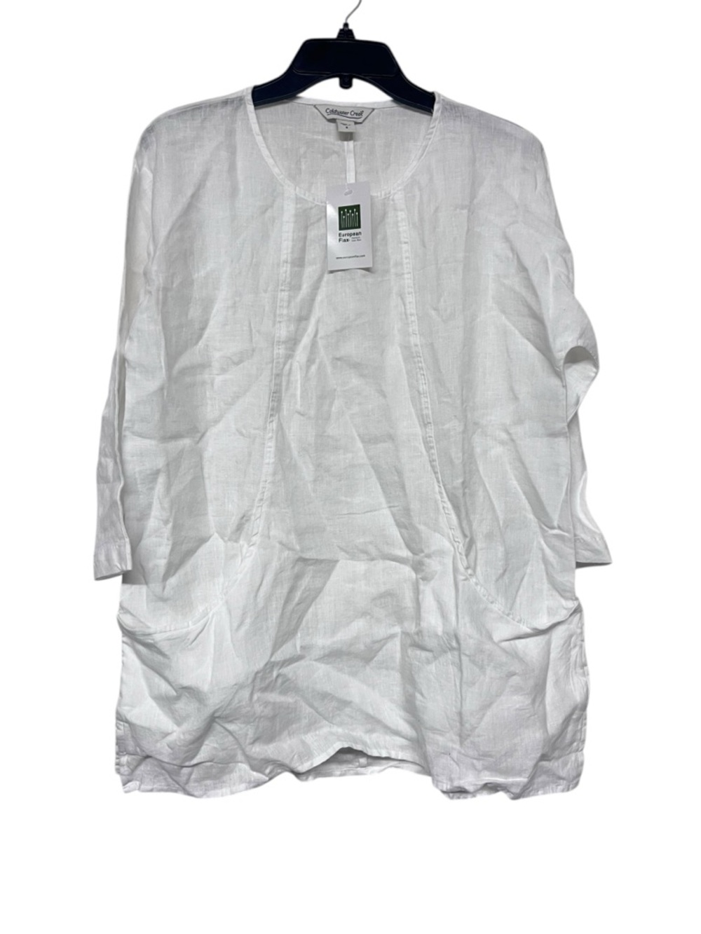 New Coldwater Creek White European Flax Linen Tunic Top Blouse